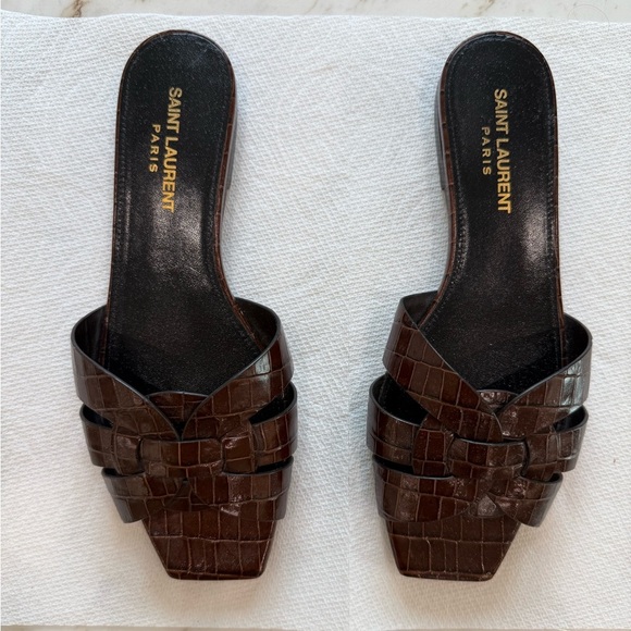 Saint Laurent Deep Burgundy Tribute Sandals - Picture 2 of 3